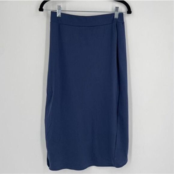Halara Twisted Split High Low Bodycon Midi Mini Casual Skirt  Navy Dark Blue S - Picture 3 of 8